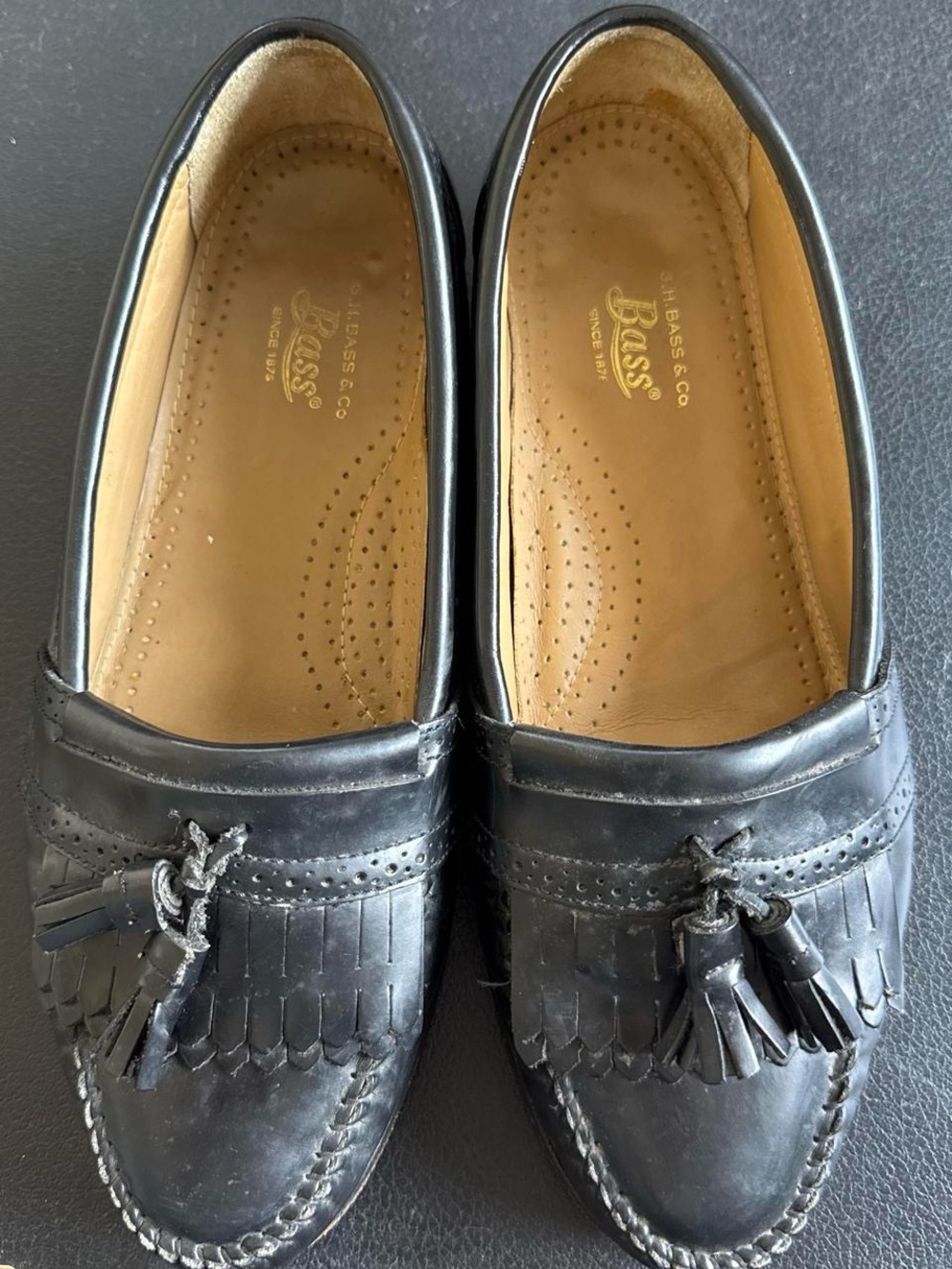 Vintage G.H. Bass Weejuns Frazier Black Tassel Loafers Men’s 8D